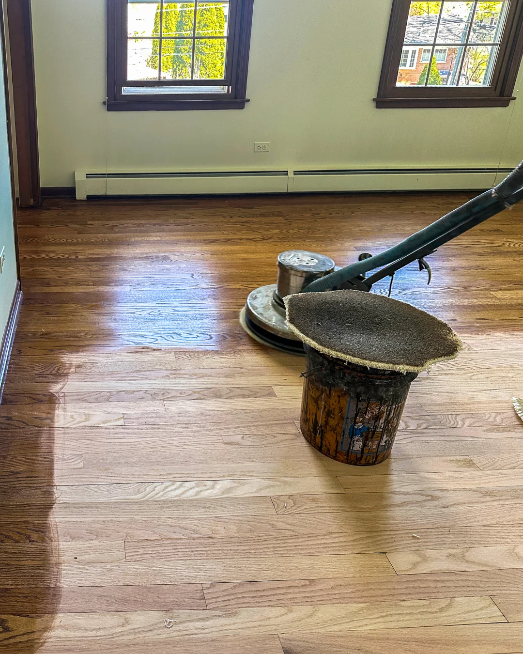 Subfloor moisture testing and prep before hardwood flooring installation in La Crosse, WI